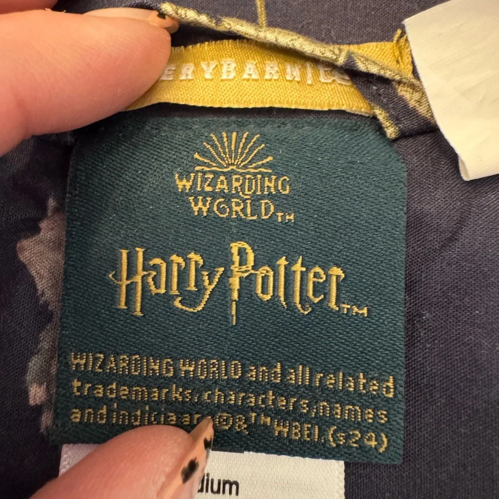Pottery Barn Teen Harry Potter Herbology Navy‎ Button Up Pajama Top Size M